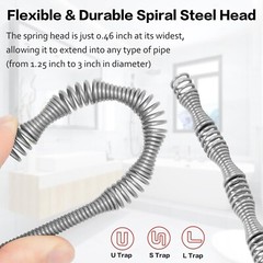25FT Drain Auger Drain Snake Tool Professinal Plumbing Snake Drain Snake 1/4inch