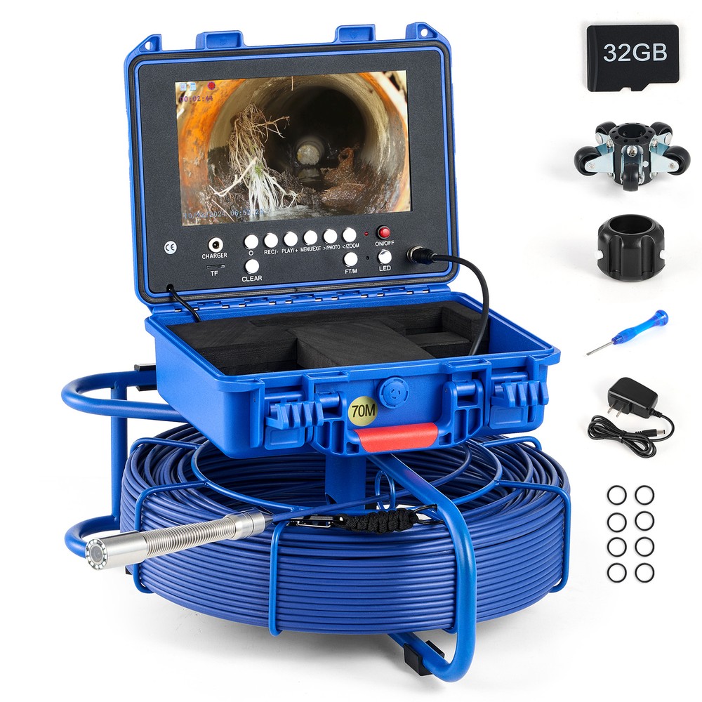 9&Prime; Self-Leveling Sewer Inspection Camera 512Hz 230ft/70m Digital Length Counter