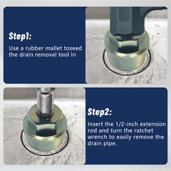 1.5&rdquo; Tub Drain Extractor with 1/2&rdquo; Socket Bathtub Remover Colourful Galvanized