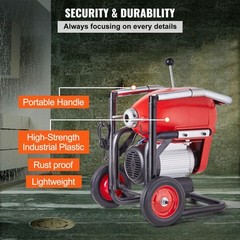 VEVOR Drain Cleaner Machine 120FT x 6/5&Prime; 1100W Sectional Snake Auger Manual Feed