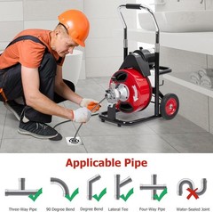 75Ft x 1/2Inch Electric Drain Auger Electric Drain Cleaning Machine Auto Feed