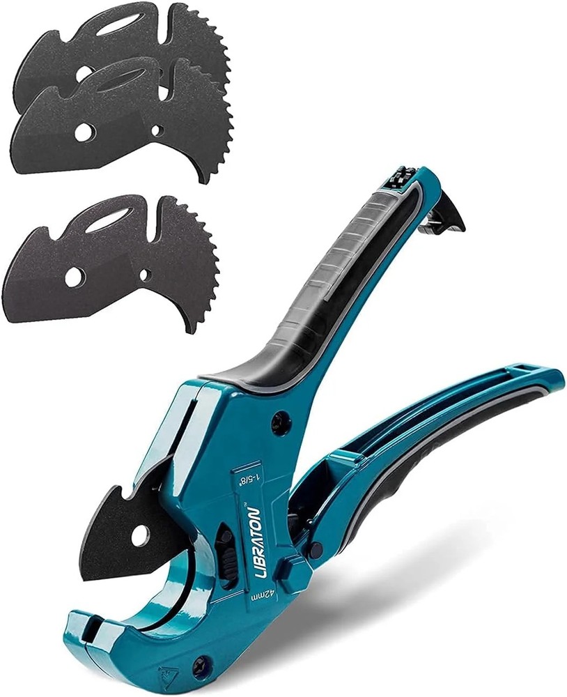 Libraton PVC Pipe Cutter, Up to 1-5/8&Prime;, Ratchet Pipe Cutter with Three Replaceme