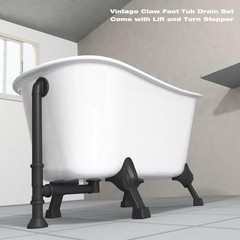 Artiwell Vintage Claw Foot Tub Drain Kit with Lift and Turn Bath Matte Black