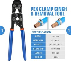 PEX Clamp Tool Kit with 20 Rings, 12 Fittings