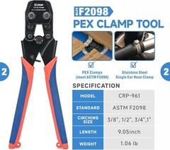 PEX Crimping Tool Set for Copper Crimp Ring and PEX Cinch Clamp, Crimping and&hellip;
