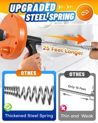 25Ft Snake Drain Hair Removal Tool Drill Powered and Manual Drain Cleaner Tool