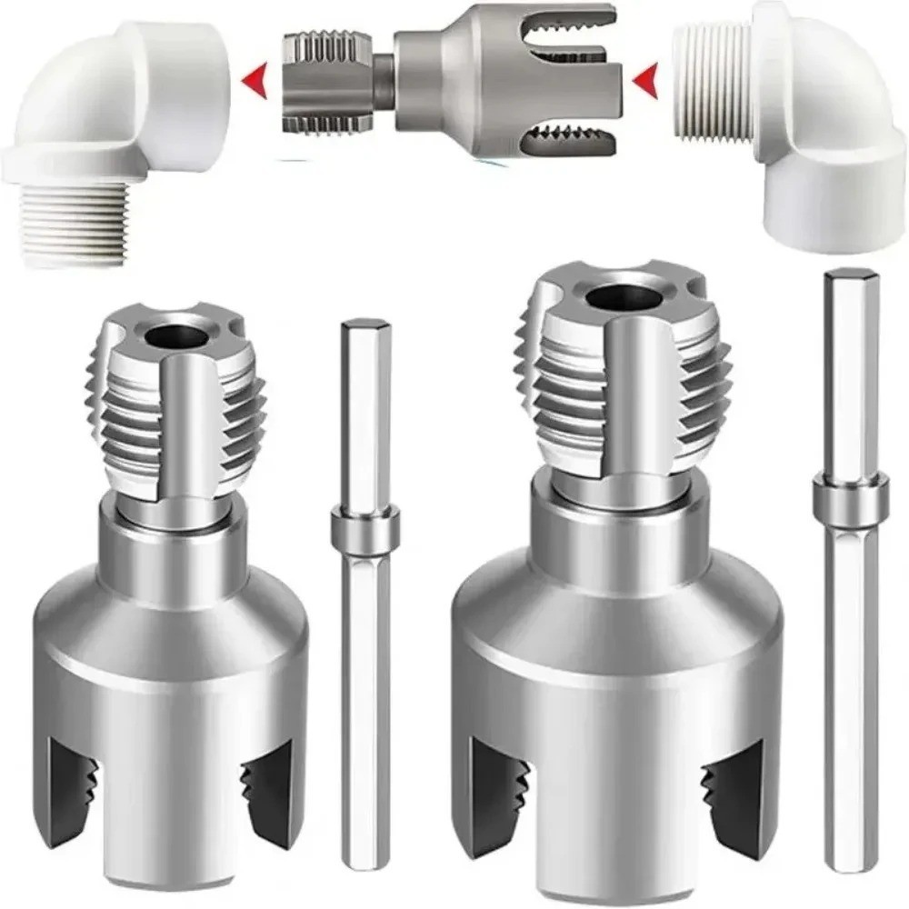 2Pcs 1/2&rdquo;&3/4&rdquo; Water Pipe Integrated Internal & External Pipe Threading Tool