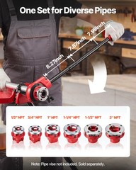 VEVOR Ratchet Pipe Threader Kit Pipes Threader with 6 Dies 1/2&Prime; NPT to 2&Prime; NPT
