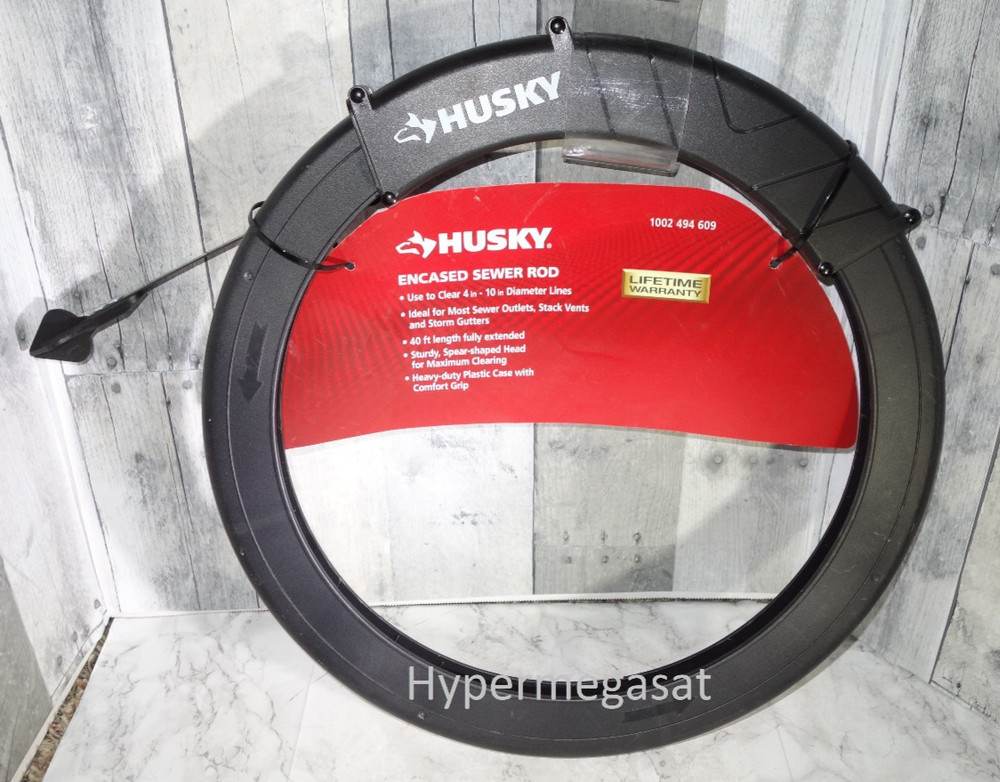 Husky Encased Sewer Rod 40ft Plumbing Tool Drain Snake Cleaner Clearing Cleaning