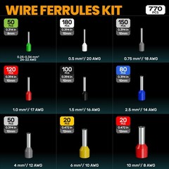 SOMELINE Ferrule Crimping Tool Kit,Self-Adjusting 9 tailles, Multicolored