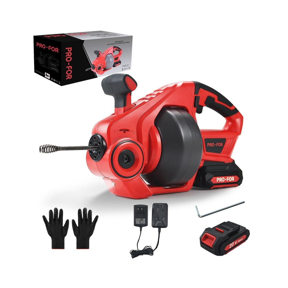 20V Cordless Electric Drain Auger, 25Ft Auto-Feed Drain Snake, Replaceable Ca&hellip;