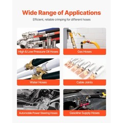 High Pressure Hydraulic Hose Crimper, Manual Hose Crimping Tool with 8 Dies &