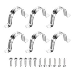 6Pcs 50mm(2&Prime;)304 Stainless Steel Rigid Pipe Strap with Screws, Silver