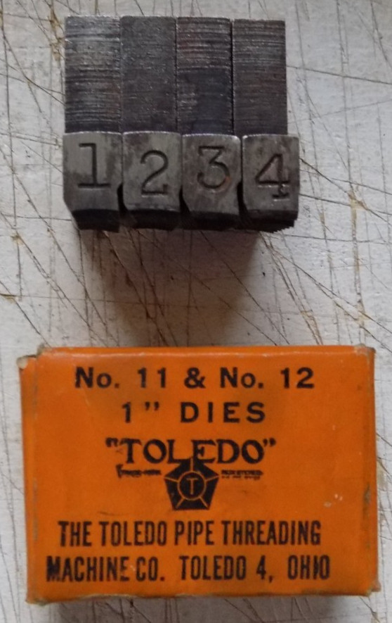 TOLEDO Pipe Threading No 11 & No 12 1&Prime; DIES In Box