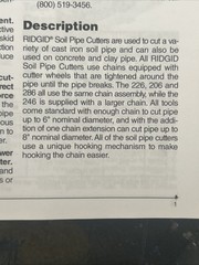 Ridgid 32900 Model 246 1 1/2&Prime;-6&Prime; Soil Chain Pipe Cutter w/ Ratchet-Action Handle