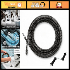 50 Ft Drain Cleaning Cable, 3/8&Prime; Flexible Sewer Auger for Clogged Toilets & Drai