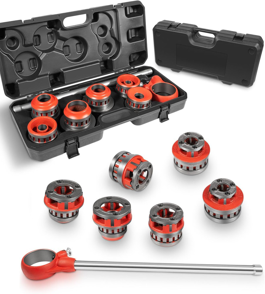 12-R Ratchet Pipe Threader Kit with 6 Dies, 1/2&rdquo; to 2&rdquo; NPT Case Included