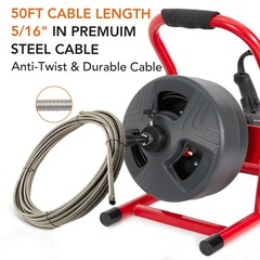 50Ft x 5/16 Inch Drain Cleaner Machine, Professional Electric Drain Auger for&hellip;