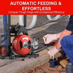 Drain Cleaner Machine 75FT 1/2 Inch Auto Feed Electric Sewer Snake Portable