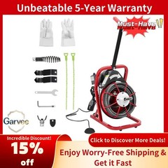 Heavy-Duty 75FT Drain Snake Machine | 1700 RPM Motor, Includes 4 Cutter Heads