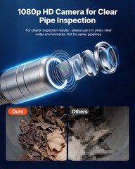 VEVOR Sewer Camera with WiFi 98.4ft/30m IP68 Drain Pipeline Camera 12 LED Lights