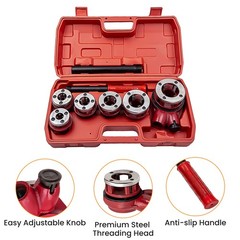 Ratchet Pipe Threader Kits Die Bar Head Handle Tool Set 1/4&rdquo; 3/4&rdquo; w/ 6 Dies