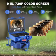 9&Prime; Self-Leveling Sewer Camera 32GB w. Locator 164ft /50m Digital Length Counter