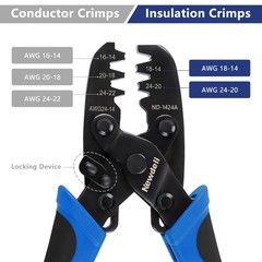 Newdeli Molex Crimper 24-14 AWG Non-Insulated Open Barrel Crimping Tool Blue