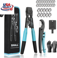 Pex Crimping Clamp Tool Kit with Pipe Cutter & 30 Stainless Steel Clamps