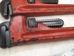 Pipe Wrenches, 14in., 2pc Lot, Super Ego (Spain) And Unbranded(China)