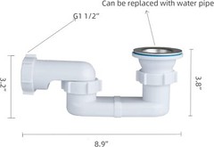 Bath Shower Drain Low Profile p Trap 1 1/2&Prime; Flat Kit for White