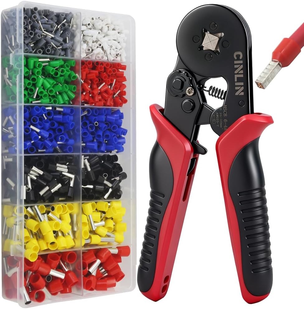 Ferrule Crimping Tool Kit &ndash; Square Ferrule Crimper Plier (AWG 23-7) with 1380pcs