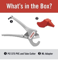 RIDGID 1/8&Prime; to 1-3/8&Prime; PVC and PEX Pipe Cutter with Multi-Layer Adapter PC-1375ML