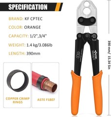 KF CPTEC 1/2&Prime; & 3/4&Prime; PEX Crimping Tool with Go/No-Go Gauge