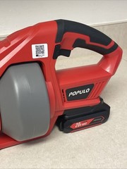 POPULO 20V Cordless Electric Drain Auger Efficient 25Ft Auto-Feed Red