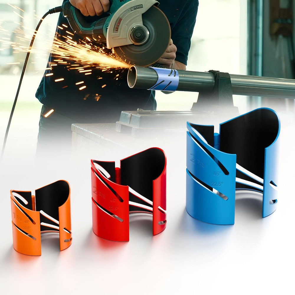 Metal Pipe Cutting Guide Kit Saddle Template 22.5 45 90 Magnetic Liner AntiShift
