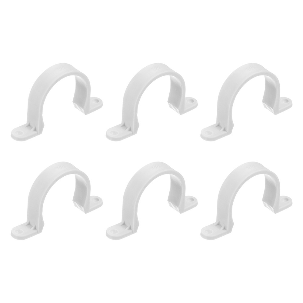 6Pcs PVC Pipe Straps, 50mm(2&Prime;) Plastic 2 Holes PVC Pipe Mounting Bracket