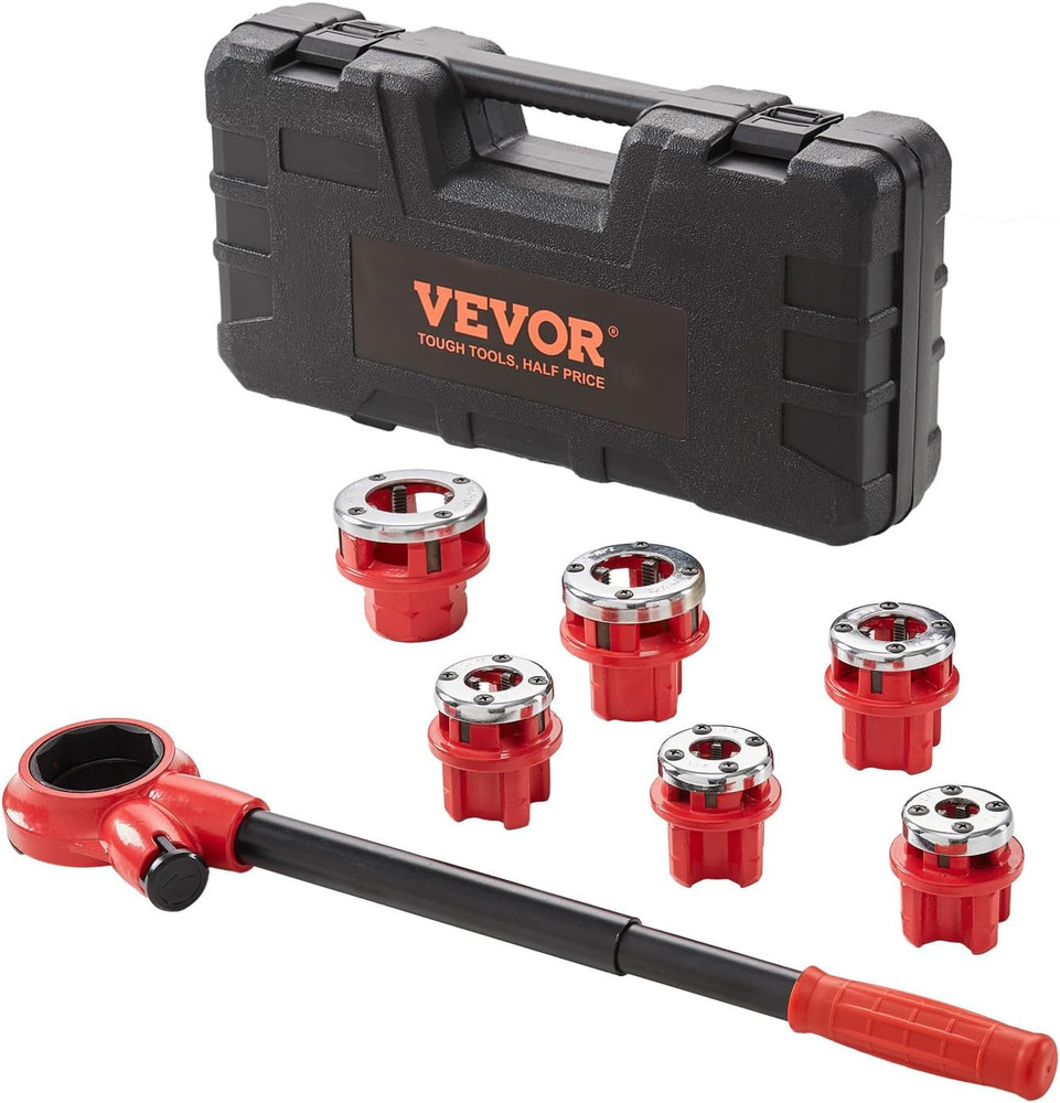 Ratchet Pipe Threader Kit with 6 Dies, 1/4&Prime; NPT to 1-1/4&Prime; NPT Ratcheting Pipe Th
