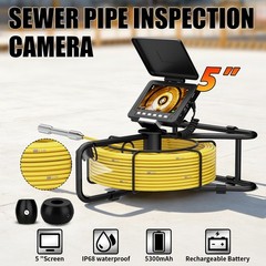 50M Sewer Pipe Inspection Camera 5&Prime; Monitor Drain Endoscope 18mm Video Camera