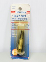 VTG Century Drill 95201 Plug Hand Pipe Thread Tap, 1/8-27 NPT HIGH CARBON ALLOY