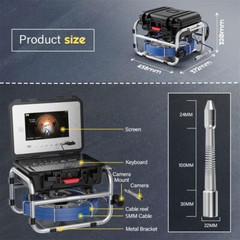 60M Sewer Pipe Inspection Camera 512HZ Sonde Self leveling Meter Counter 10&Prime;