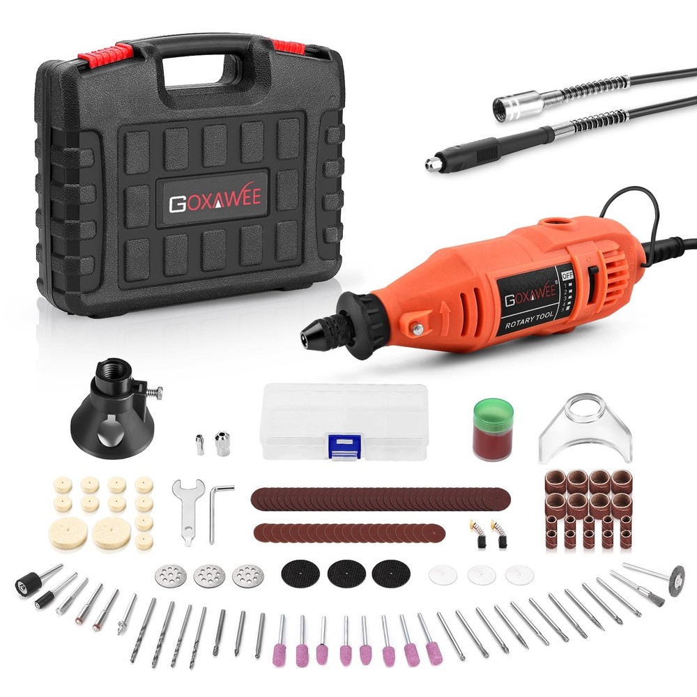 GOXAWEE Rotary Tool Kit with Keyless Drill Chuck and Flex Shaft, Variable Spe&hellip;