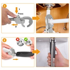 Adjustable Wrench Multifunctional Universal Open End Wrench Bathroom Repair Tool