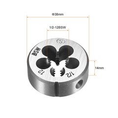 1/2-12 BSW Round Die Machine Thread Threading Die 1.5&Prime; OD Alloy Steel 5 Hole