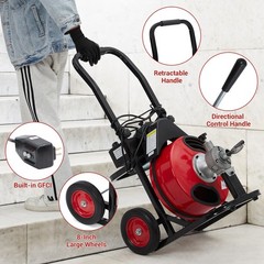 100 Ft x 3/8 Inch Electric Drain Auger Electric Drain Cleaning Machine Auto Feed