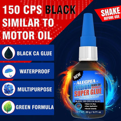 20G Black Medium CA Glue (150 CPS), Premium Cyanoacrylate Super Glue for Wood, G