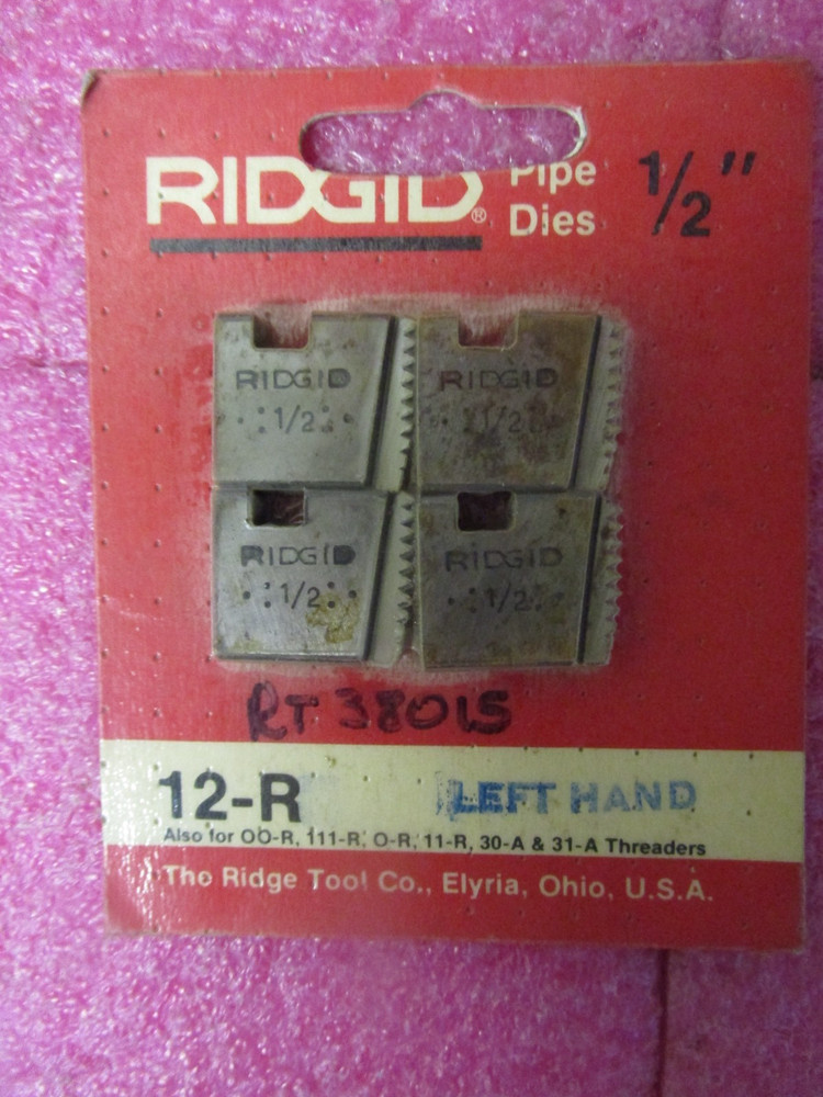 Ridgid 38015 12-R 1/2&Prime; NPT Left Hand Alloy Pipe Threading Dies Set of 4