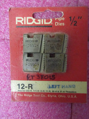 Ridgid 38015 12-R 1/2&Prime; NPT Left Hand Alloy Pipe Threading Dies Set of 4