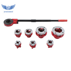 7 Size Pipe Threader Threading 3/8&Prime; to 2&Prime; Die Dies Set with Handle Ratchet