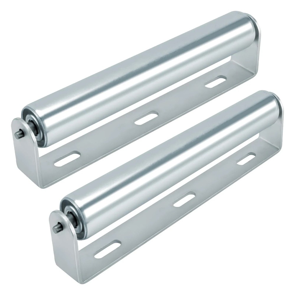 2 Pack Conveyor Long Roller and Bracket Set 10-inch, 1.5-inch Diameter Silver